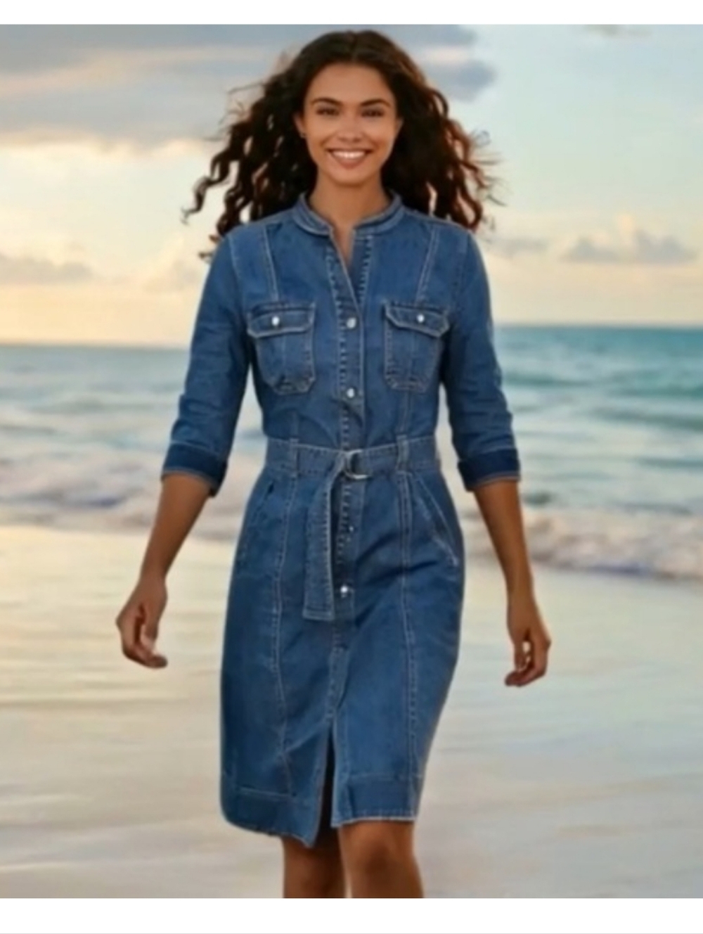 WHBM White House Black Market Everyday Soft Denim Dress 8